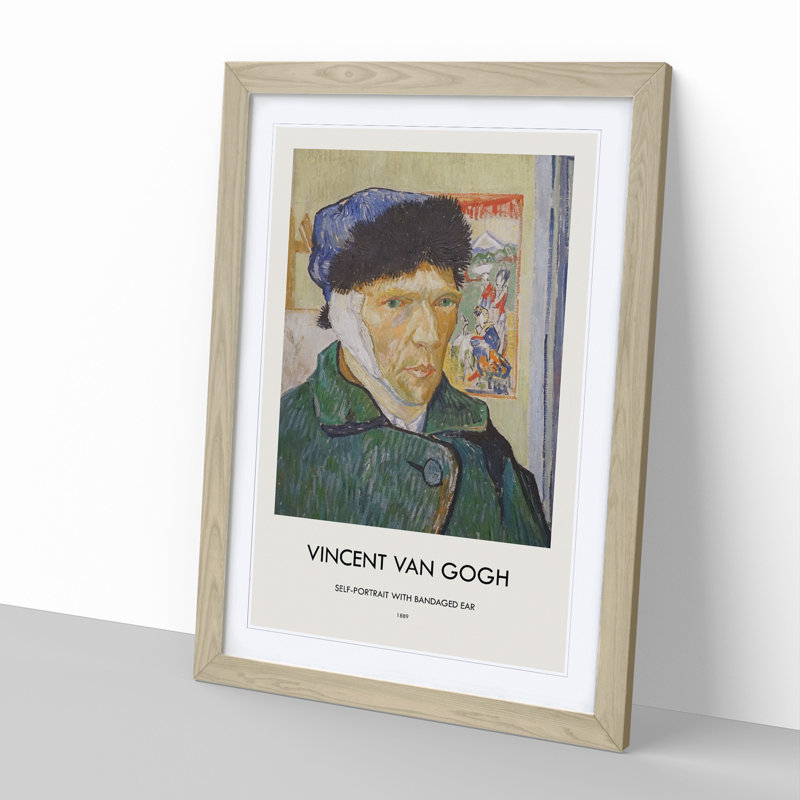 Self Portrait with Bandage by Vincent Van Gogh - Picture Frame Painting, Oak, 48cm H x 36cm W x 2cm D