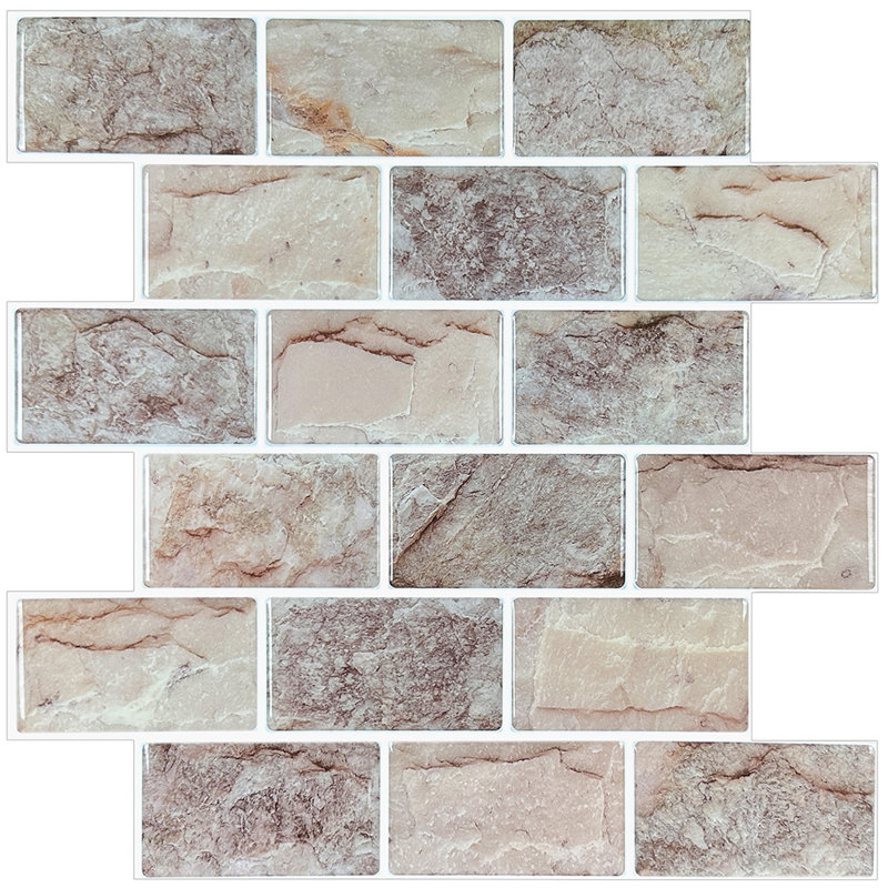 Brick Tile, Peel And Stick Tile 12'' W x 12'' L Vinyl Peel and Stick Subway Tile