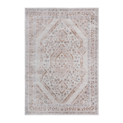 8X10 Cream/Ivory/Bordered Non-Shedding Living Room Bedroom Dining Home Office Stylish And Stain Resistant Area Rug