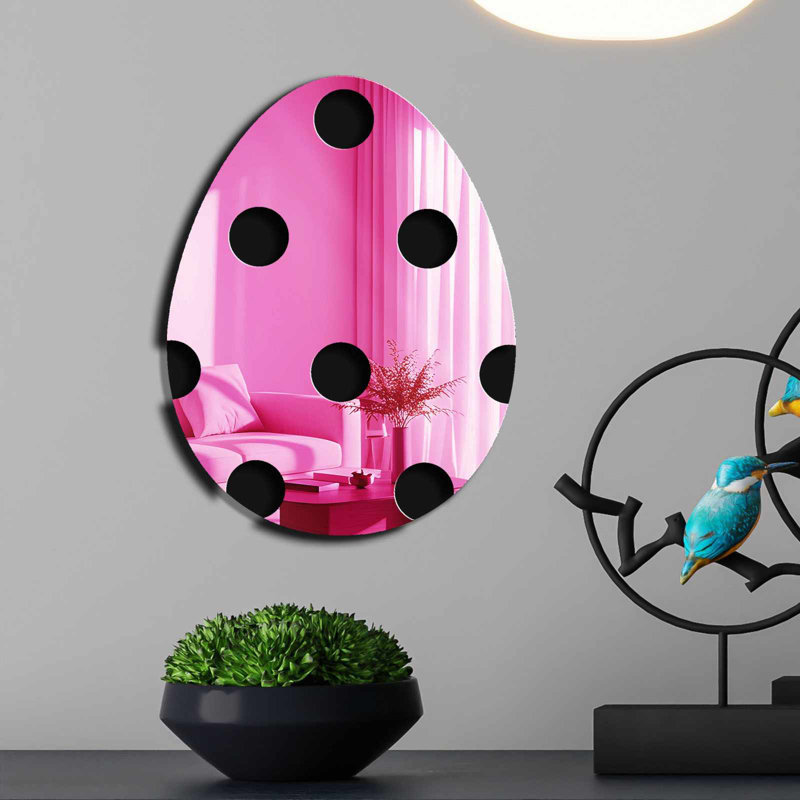 Charmant miroir décoratif pour Pâques, couleur rose, 12,9 po x 17,3 po | 100% PLEXIGLASS (épaisseur: 0,04 pouce) et 100% EVA (épaisseur: 0,4 pouce) | Bandes double face pour une présentation polyvalente | Parfait pour la décoration intérieure et les célébrations festives