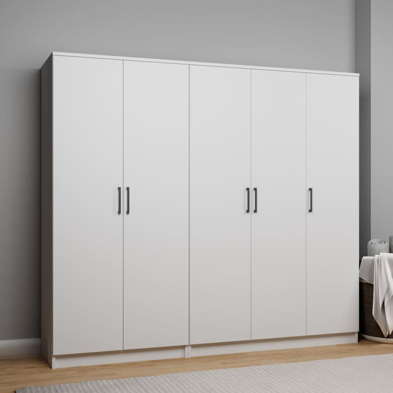 Armoire moderne blanche avec nombreuses tablettes, 70,9 po x 71,0 po x 20,4 po | 100% panneau de particules enduit de mélamine, épaisseur: 0,7 pouce | Conception murale, couleur unie élégante pour une organisation élégante à la maison