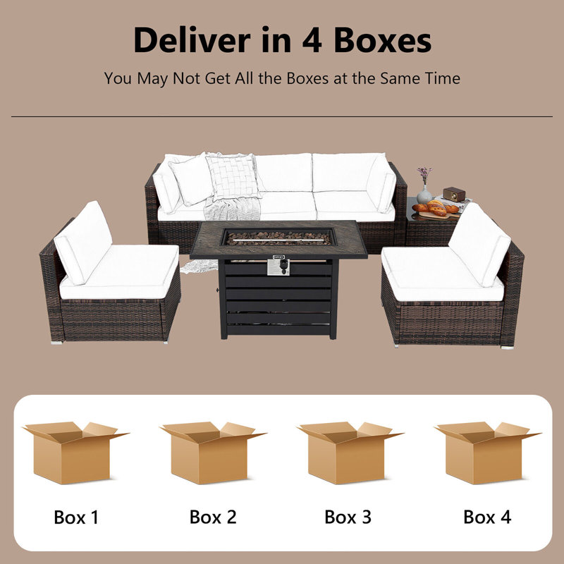 Audris 5 - Person Patio Conversation Set with Cushions, Turquoise