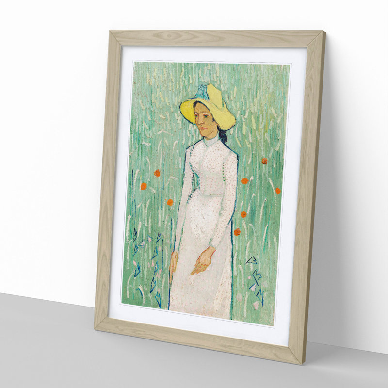 Girl in White by Vincent Van Gogh - Picture Frame Painting, 36cm H x 27cm W x 2cm D, Oak Framed