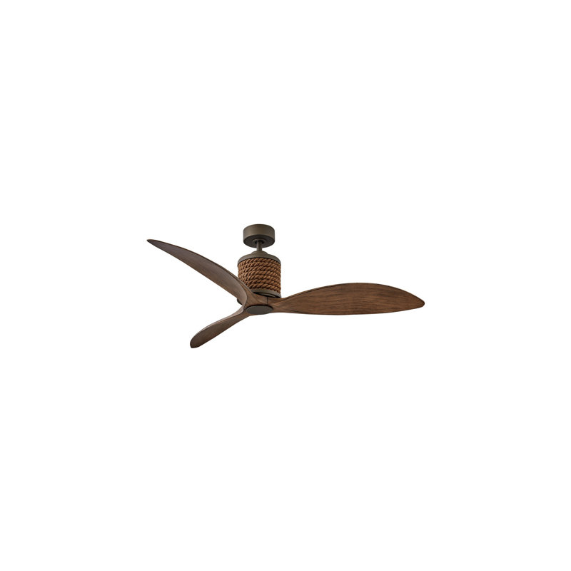 Marin 60" Indoor/Outdoor Integrated LED Nautical Rope-Wrapped Ceiling Fan with Remote, Metallic Matte Bronze, Walnut