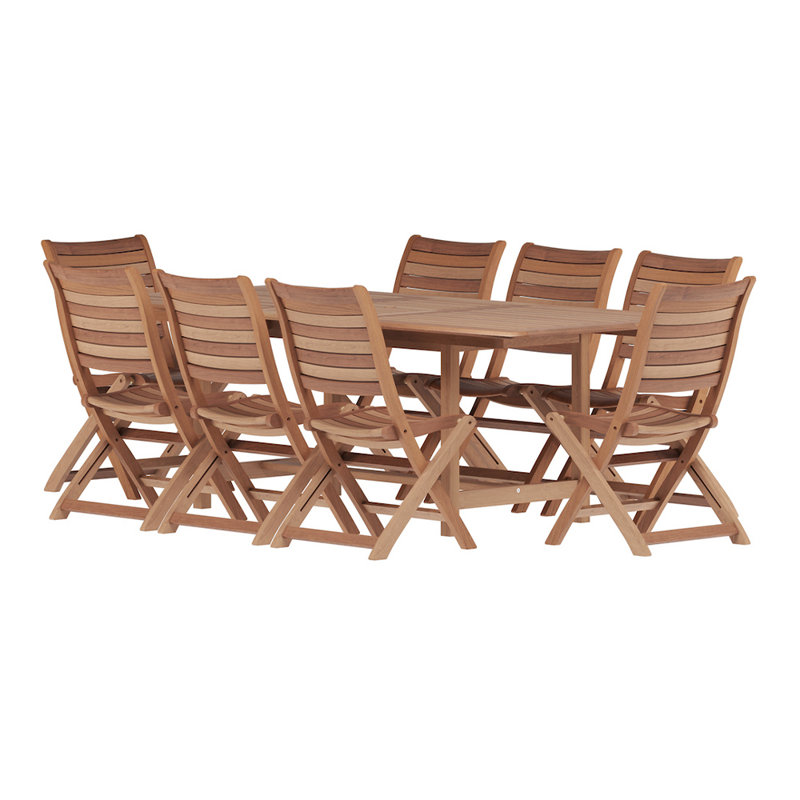 Jax 8 - Person Teak Wood Patio Dining Set with Rectangular Table