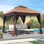 Pavillon de jardin escamotable 11X11FT, moustiquaire pour l'extérieur avec double toit et sacs de sable (brun)