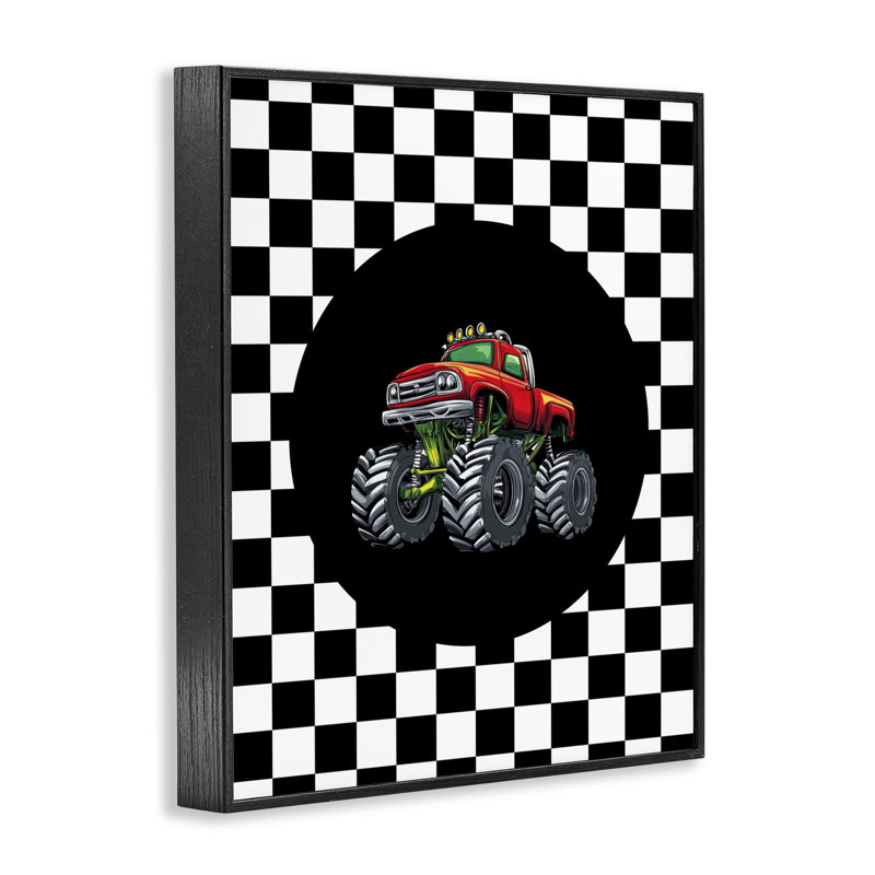 «Monster Truck Dude», estampe numérique, conception de Kim Allen, H 14 po x l 11 po, Giclée encadrée noir minuit
