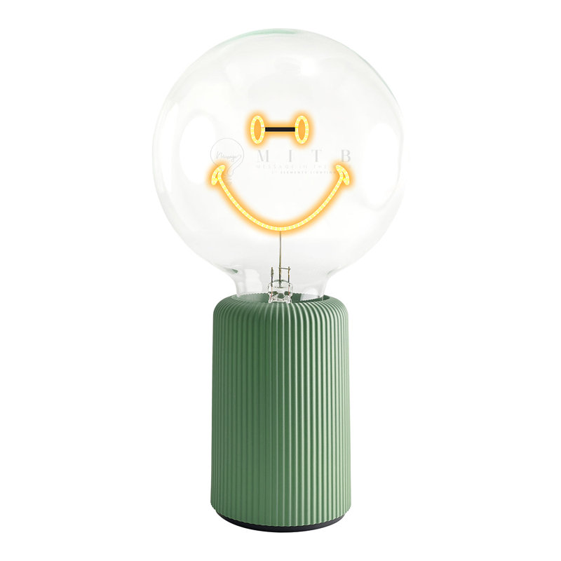 Ampoule SMILEY ambre avec base de lampe de table portable nomade Pop, H 19 po x l 4,92 po x P 13 po, Vert