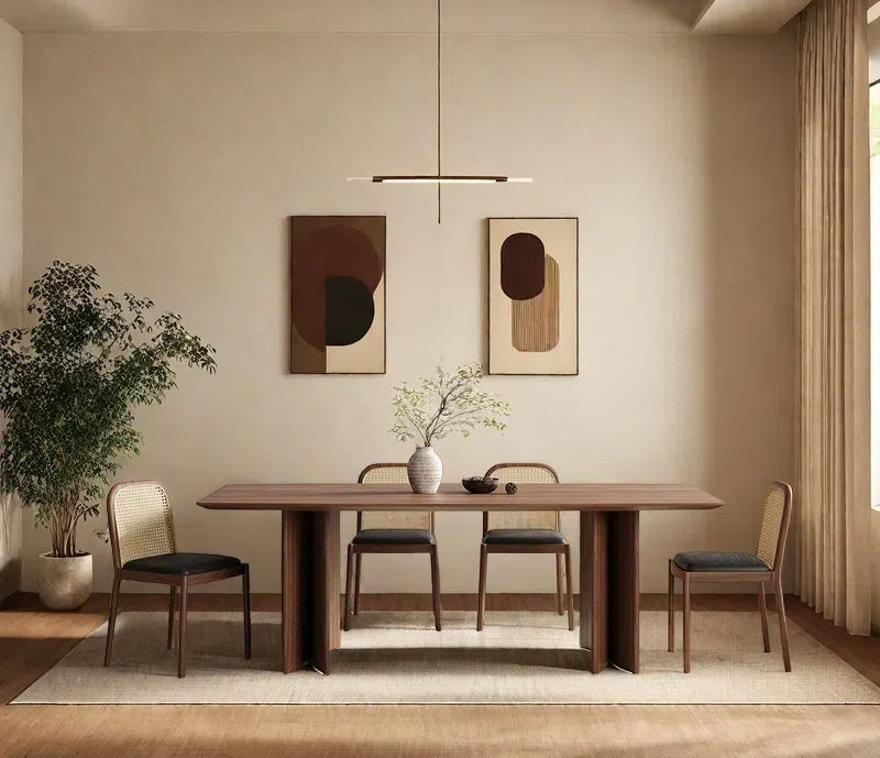 Graceful Solid Wood Multi-layer Dining Table Sets., 29.53"H x 78.74"L x 35.43"W