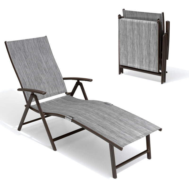 Chaise longue d'extérieur pliante et inclinable Cllgone, Gris foncé