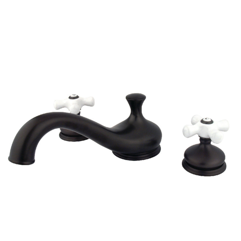 Kingston Brass Heritage Two-Handle 3-Hole Deck Mount Roman Tub Faucet, Oil Rubbed Bronze