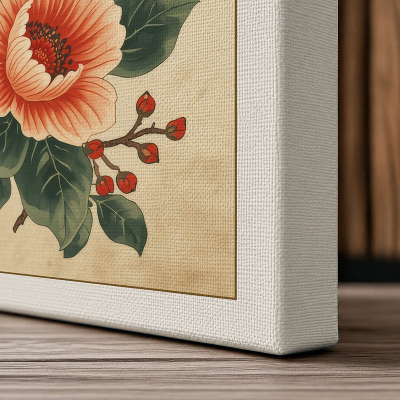 Flowering Plant in Bloom Botanical 1 Piece Wrapped Canvas Wall Art, 30x20 - 76.2 x 50.8 cm, Cream Border