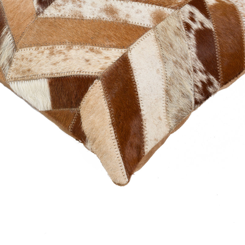  Housse de coussin rectangulaire en cuir et insert, Brun / naturel