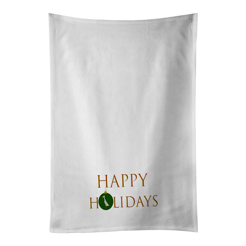 Ducks - Bali Duck Happy Holidays - Ensemble de 2 serviettes de cuisine blanches