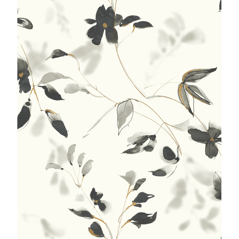  Rouleau de papier peint L 33 pi x l 20,5 po Linden Flower, Noir, L 33 po x l 20,5 po
