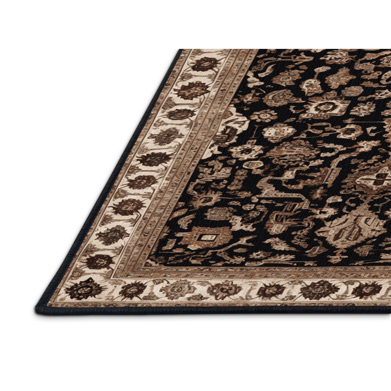 Tapis brun turc lavable à la machine, Rond 6 pi
