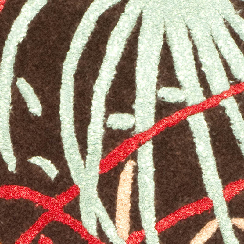 Candelo Soho Hand Tufted Wool/Viscose Abstract Rug in Red/Brown, Round 6'