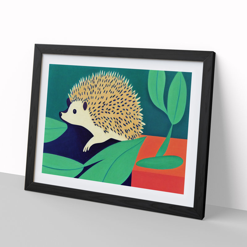 Cute Hedgehog - Framed Print, Black, 34cm H x 46cm W x 2cm D