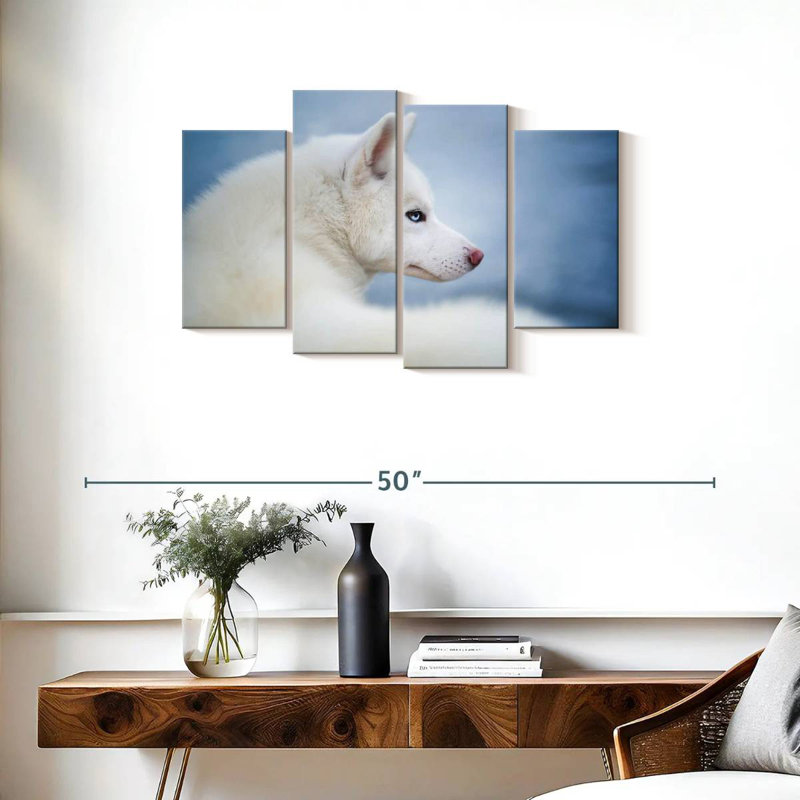 Husky blanc pur, H 22 po x l 36 po