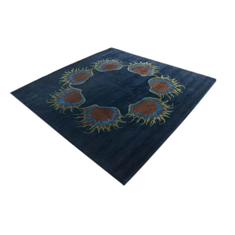 Tapis carré bleu marine Mullan