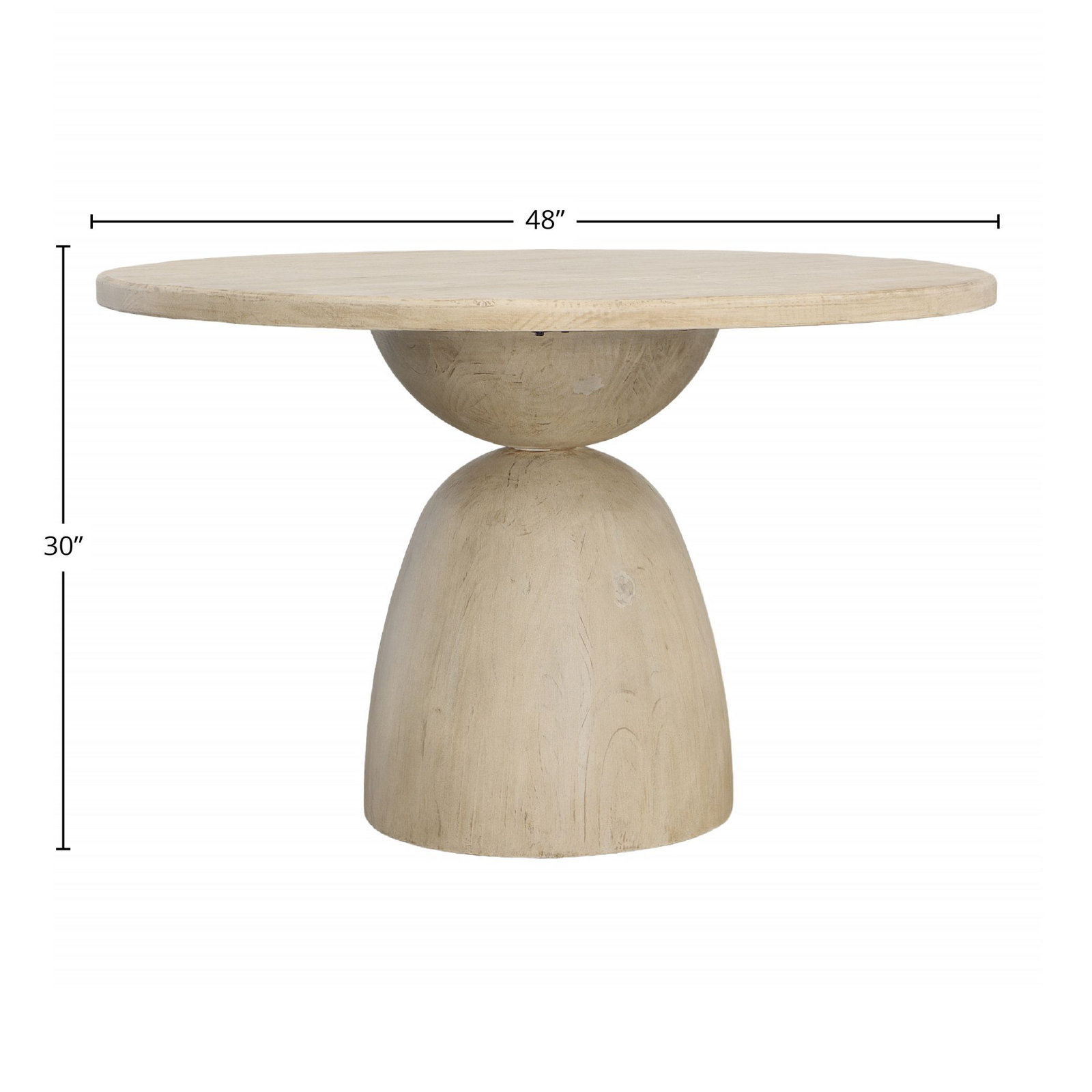 Saria Round Dining Table, 30'' H x 48" L x 48" W, Light Warm Wash