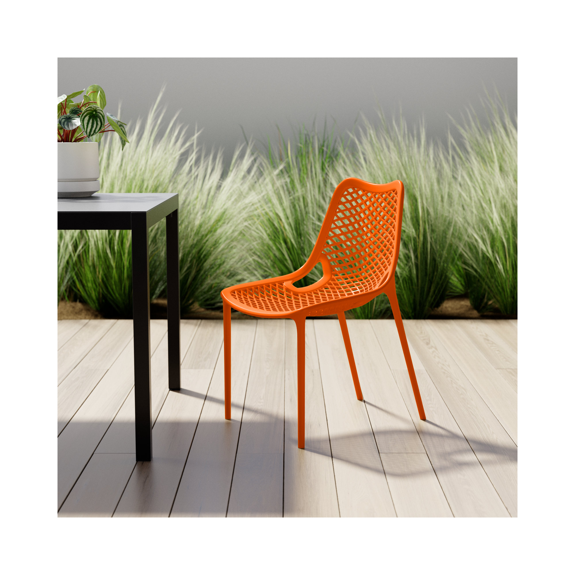 Farrah Outdoor Stacking Dining Side Chair, Orange