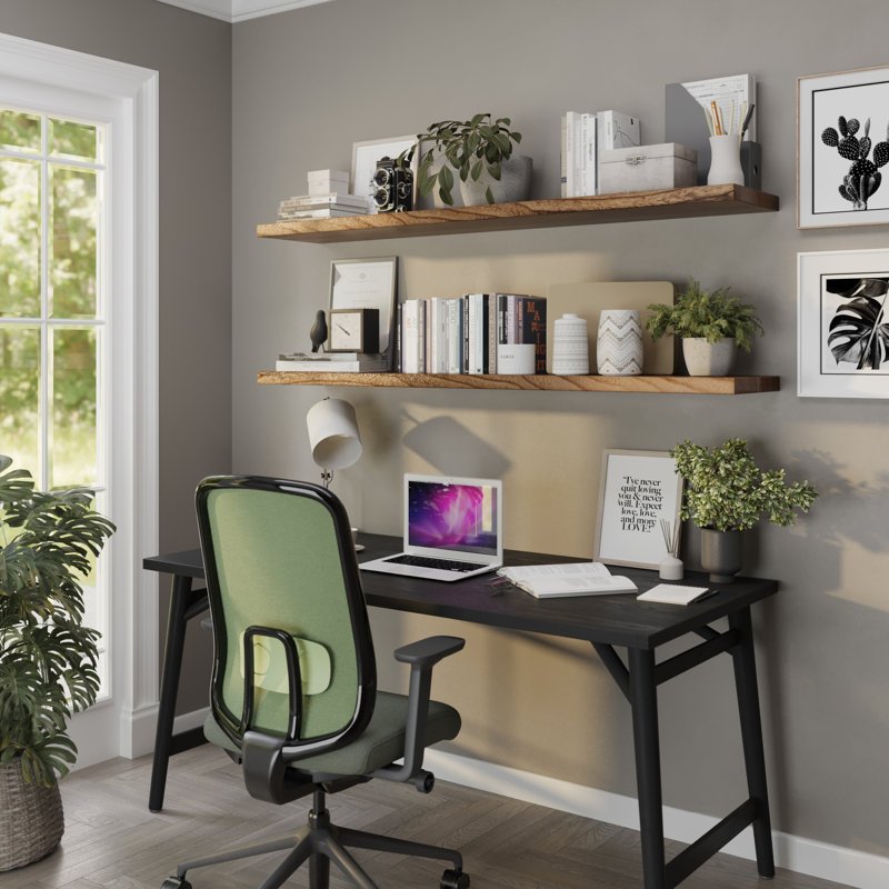 60"x11.25" Hidden Bracket Shelf, Floating Bookshelf For Living Room, Farmhouse Decor, 1pc, Burnt