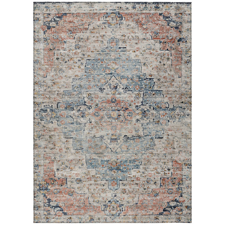 Machine Washable Indoor/Outdoor Xhevrie Beige Rug