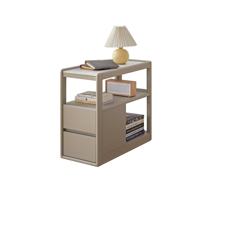 Modern Minimalist Gray Sintered Stone Rectangular Side Table