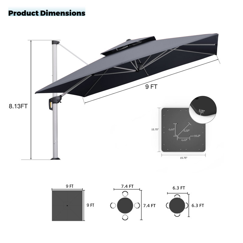 Parasol de luxe Hokku Designs, Gris