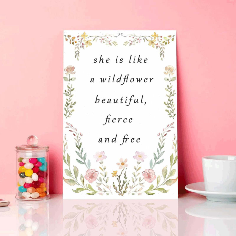 Wildflower Baby Shower Decorations She Is Like A Wildflower Beautiful Fierce And Free Canvas Birthday Party For Decor Quote Nursery Wall Art Framed