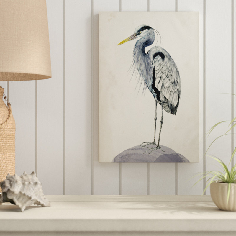 Blue Heron Rendering II by Melissa Wang - Painting Print, 46cm H x 30cm W, Wrapped Canvas