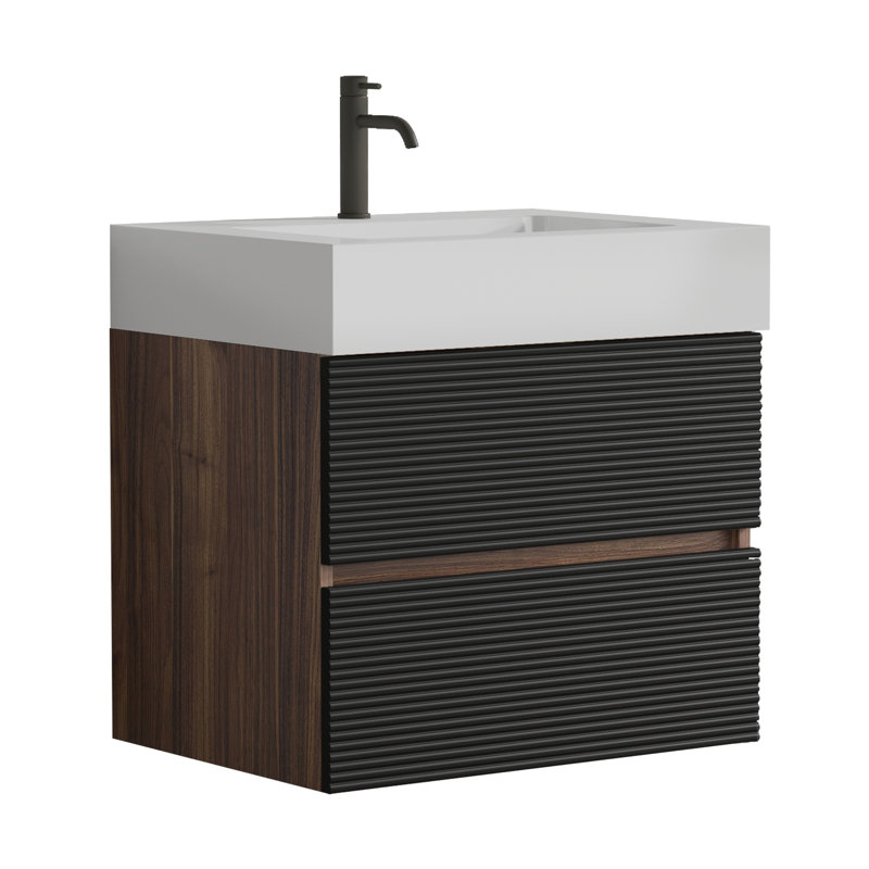 Meuble-lavabo mural noir doux