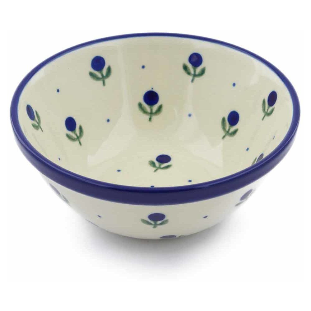 Red Barrel Studio Polish Pottery 5 Inch Stoneware Bowl - Blue Buds ...