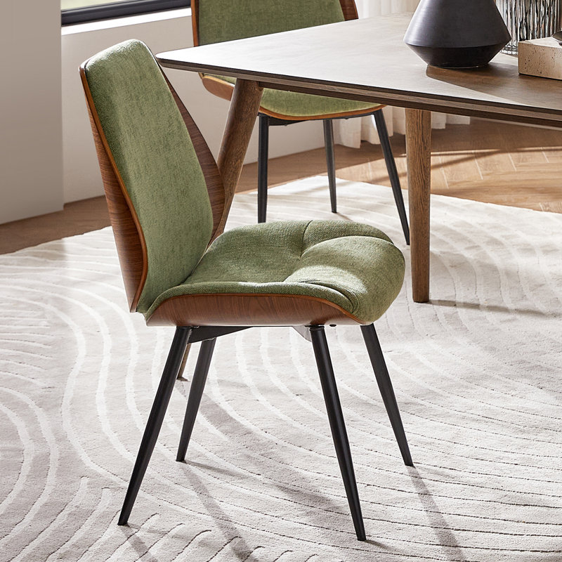 Oakham 19.75''W Modern Solid Wood Dining Chair with Bent Wood, Moss