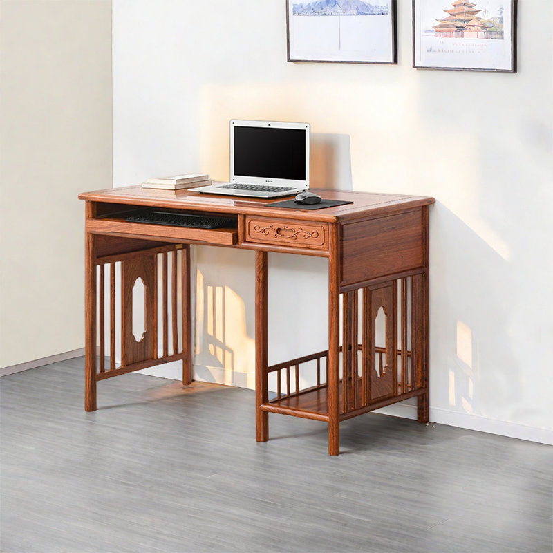 Bureau d'ordinateur de style chinois rétro, H 29,53 po x l 42,52 po x P 18,9 po