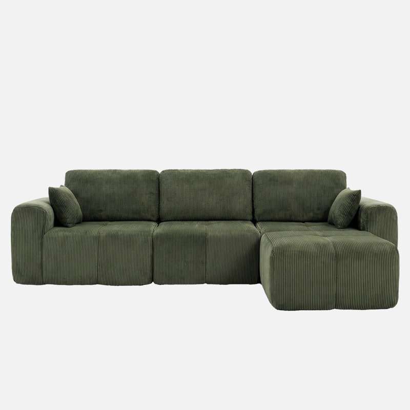 Canapé modulaire modulaire avec repose-pieds, ensemble de 6 pièces, H 31,1 po x l 118,1 po x P 74,8 po, Green