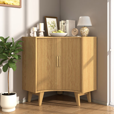 Meuble de coin cannelé avec portes coulissantes