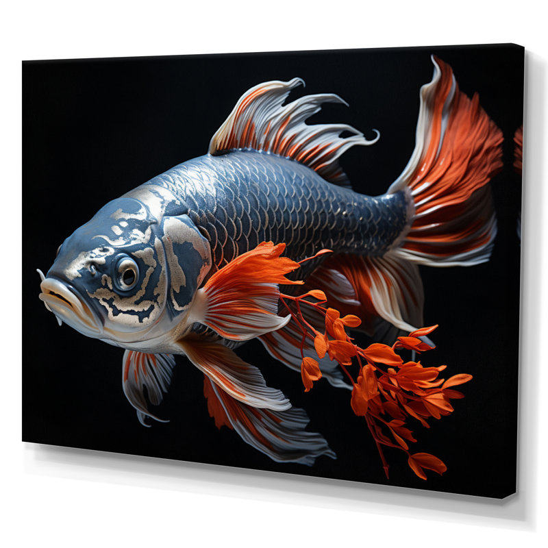 Coral Kois Fish Gentle Beauty - Animals Wall Decor, H 34 po x l 44 po x P 1,5 po, Toile tendue