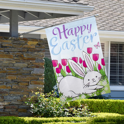 Happy Easter Bunny Outdoor House Flag 28" x 40"