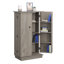Armoire de rangement multimédia en bois d'ingénierie avec compartiments cachés verrouillables, brun