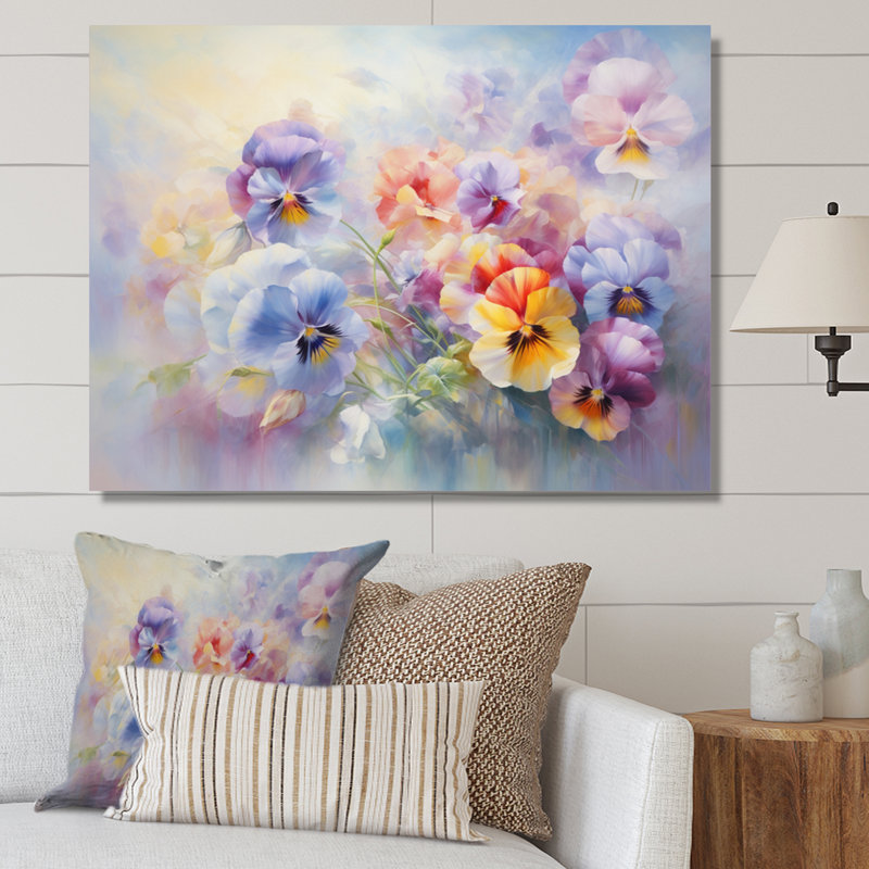 Colourful Pansies Romantic Impression III - Floral Canvas Wall Art, H 12 po x l 20 po x P 1 po, Toile tendue