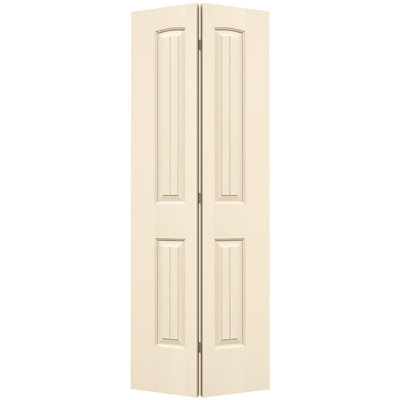 Primed 2-Panel Arch Top V-Groove Santa Fe Hollow Core Molded Bifold Door