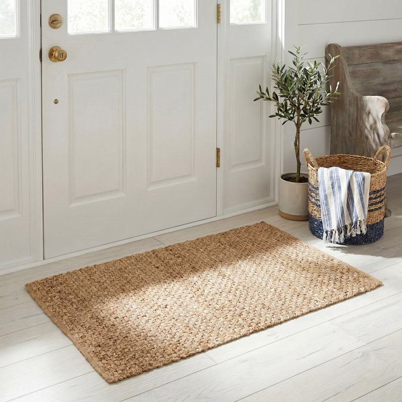 Borrego Natural Fiber Hand Woven Jute Chevron Rug, Rectangle 2' x 3'