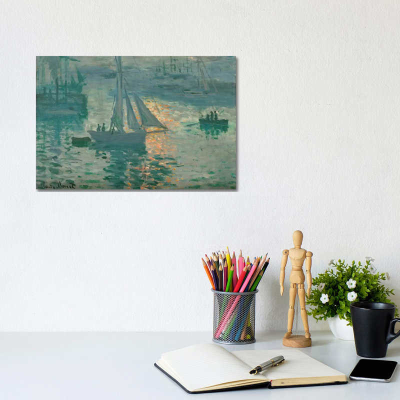 Sunrise (Marine), 1873 by Claude Monet - Wrapped Canvas Painting, 20.32 cm H x 30.48 cm W