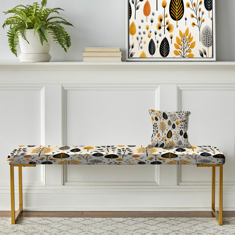 Banc rembourré or, Minimalist Charm Floral Pattern In Beige