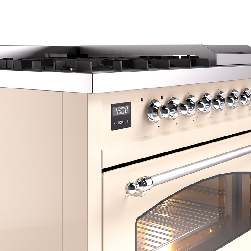 ILVE Nostalgie II 48 Dual Fuel Range , Antique White/Chrome, Liquid Propane