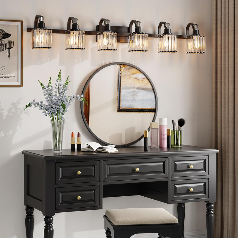 Luminaires de salle de bain modernes en cristal, Noir, noir, noir, noir