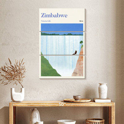 Masam Zimbabwe Victoria Falls Retro Travel Poster