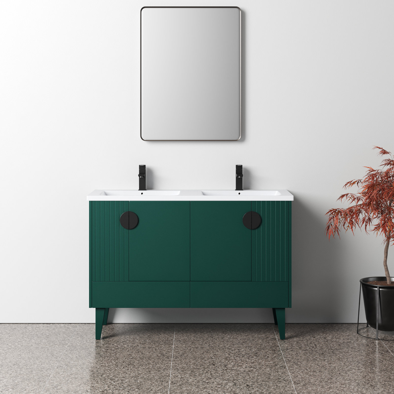 Saimah 47.25'' Double Bathroom Vanity, Green, Black
